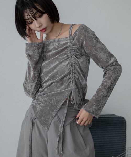 VACANCY(ヴァカンシー)の「アシメドロストマットシアートップス(Tシャツ/カットソー・レディース・ブラウン/チャコールグレー/アイボリー・FREE)」の21枚目の写真