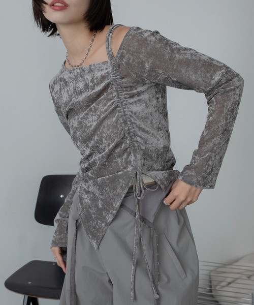 VACANCY(ヴァカンシー)の「アシメドロストマットシアートップス(Tシャツ/カットソー・レディース・ブラウン/チャコールグレー/アイボリー・FREE)」の20枚目の写真