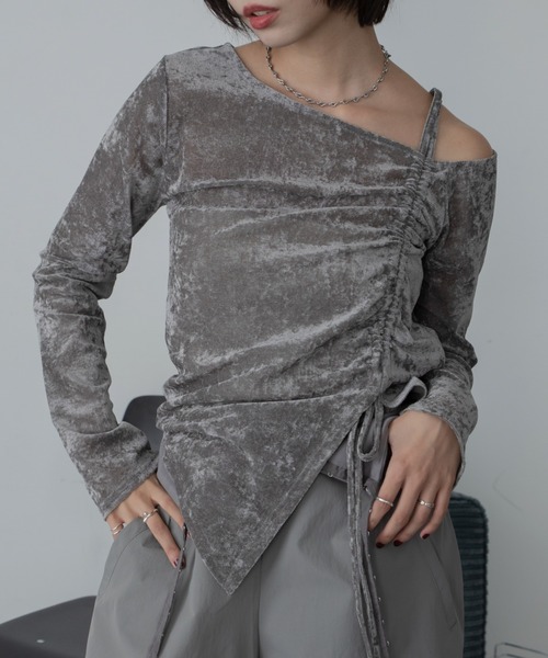 VACANCY(ヴァカンシー)の「アシメドロストマットシアートップス(Tシャツ/カットソー・レディース・ブラウン/チャコールグレー/アイボリー・FREE)」の19枚目の写真