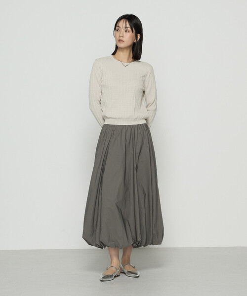 COMME CA（コムサ）の「コットンダルストレッチ ケーブルプルオーバー（ニット/セーター・レディース・キナリ/グレー/ブルー・11号/9号）」の6枚目の写真