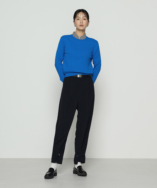 COMME CA（コムサ）の「コットンダルストレッチ ケーブルプルオーバー（ニット/セーター・レディース・キナリ/グレー/ブルー・11号/9号）」の7枚目の写真