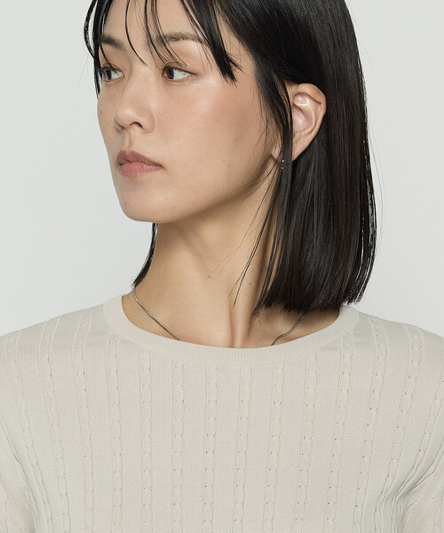 COMME CA（コムサ）の「コットンダルストレッチ ケーブルプルオーバー（ニット/セーター・レディース・キナリ/グレー/ブルー・11号/9号）」の12枚目の写真