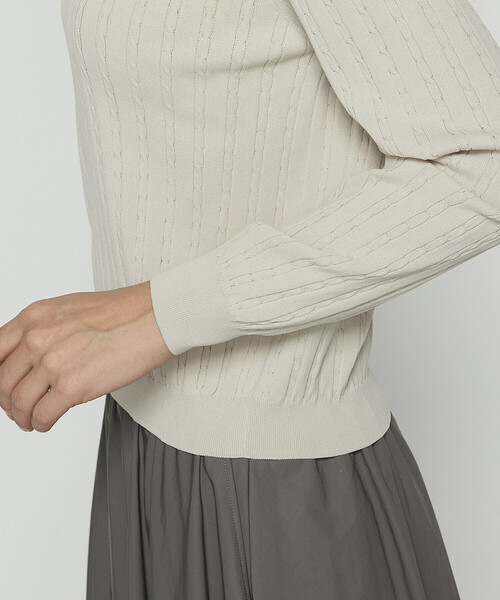 COMME CA（コムサ）の「コットンダルストレッチ ケーブルプルオーバー（ニット/セーター・レディース・キナリ/グレー/ブルー・11号/9号）」の16枚目の写真