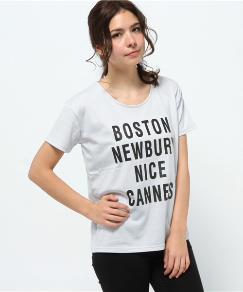 OUTLET(アウトレット)の「【Discoat】ロゴプリントT(Tシャツ/カットソー・レディース・杢グレー/オフホワイト・MEDIUM/LARGE)」の2枚目の写真
