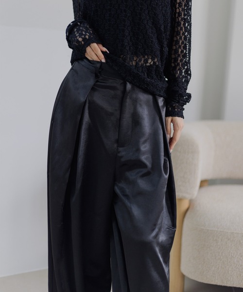 Dita Muaj.（ディータムアージュ）の「サテンタックワイドパンツ（その他パンツ・レディース・ブラック・FREE）」の3枚目の写真