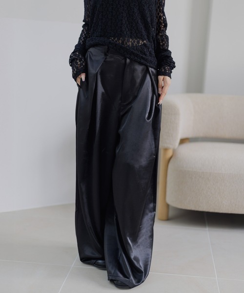 Dita Muaj.（ディータムアージュ）の「サテンタックワイドパンツ（その他パンツ・レディース・ブラック・FREE）」の4枚目の写真