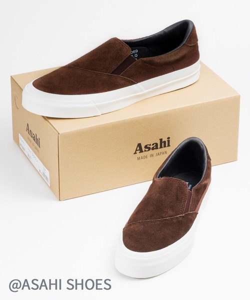セール】Asahi ベロア レザー スニーカー(ASAHI045)（スリッポン