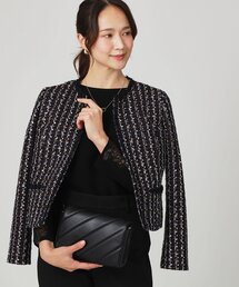 【日本製/セットアップ可】ファンシーツィードのショート丈ジャケット