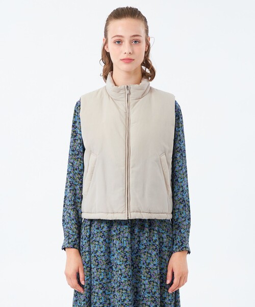 MACKINTOSH PHILOSOPHY（ﾏｯｷﾝﾄｯｼｭ ﾌｨﾛｿﾌｨｰ）の「スタンドカラーパデットベスト（ベスト・レディース・ベージュ/ブラック・38）」の9枚目の写真