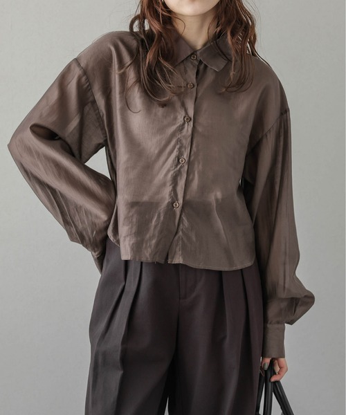 AMELY(エミリー)の「フリルビスチェ&シルキーブラウス(シャツ/ブラウス・レディース・ブラック/ブルー/ブラウン・フリー)」の10枚目の写真