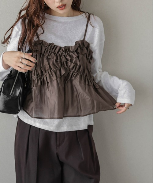 AMELY(エミリー)の「フリルビスチェ&シルキーブラウス(シャツ/ブラウス・レディース・ブラック/ブルー/ブラウン・フリー)」の15枚目の写真
