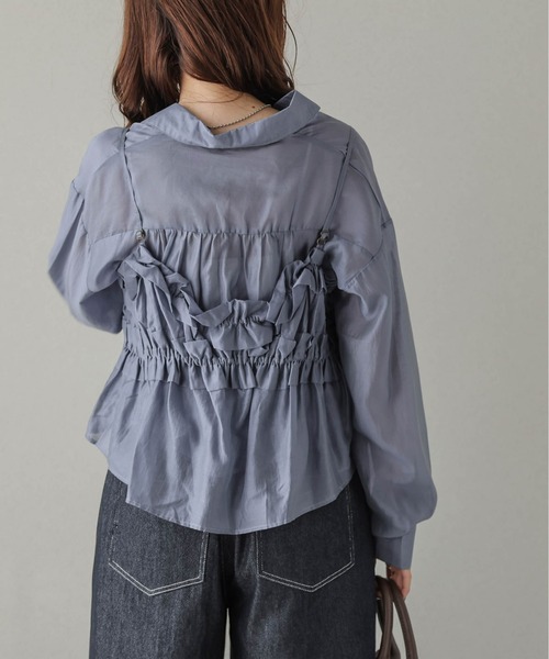 AMELY(エミリー)の「フリルビスチェ&シルキーブラウス(シャツ/ブラウス・レディース・ブラック/ブルー/ブラウン・フリー)」の18枚目の写真