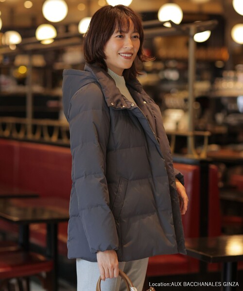 J.PRESS Ladies（J.プレス レディス）の「【洗える・2way】タフタダウン ミドル丈 コート（ダウンジャケット/コート・レディース・ブラウン系/グレー系/アイボリー系/ブラック系・S/XS）」の3枚目の写真