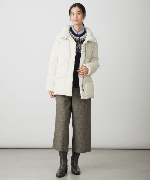 J.PRESS Ladies（J.プレス レディス）の「【洗える・2way】タフタダウン ミドル丈 コート（ダウンジャケット/コート・レディース・ブラウン系/グレー系/アイボリー系/ブラック系・S/XS）」の5枚目の写真