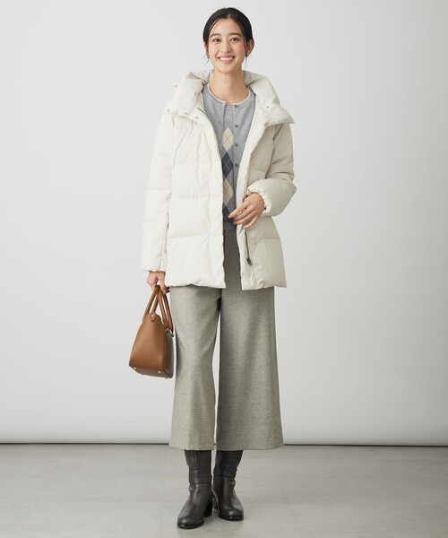 J.PRESS Ladies（J.プレス レディス）の「【洗える・2way】タフタダウン ミドル丈 コート（ダウンジャケット/コート・レディース・ブラウン系/グレー系/アイボリー系/ブラック系・S/XS）」の7枚目の写真