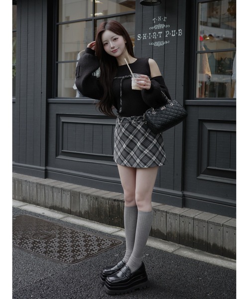 ドッキングミドルウエストニットミニワンピース（ワンピース