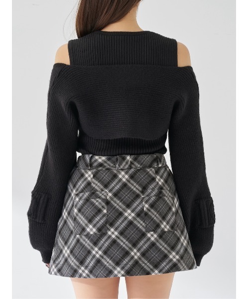 Darich ドッキングミドルウエストニットミニワンピース　BLACK FL ドッキングミドルウエストニットミニワンピース（ワンピース