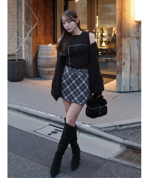 新品タグ付 ダーリッチ ドッキングミドルウエストニットミニワンピース フリー ドッキングミドルウエストニットミニワンピース（ワンピース