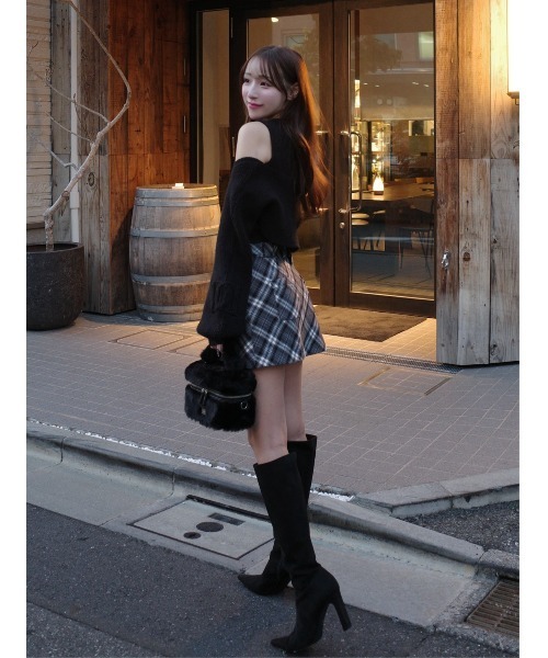 ドッキングミドルウエストニットミニワンピース（ワンピース