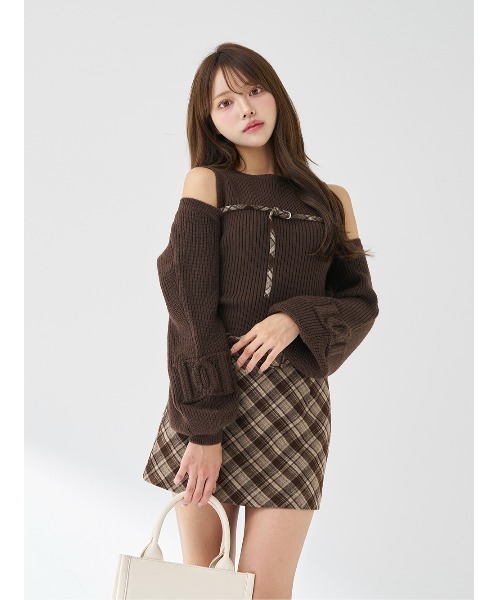 ドッキングミドルウエストニットミニワンピース（ワンピース