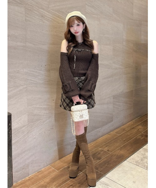 ドッキングミドルウエストニットミニワンピース（ワンピース）｜Darich