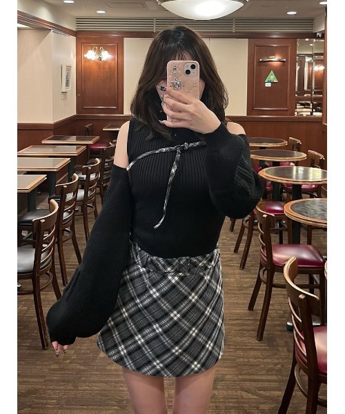 ドッキングミドルウエストニットミニワンピース（ワンピース