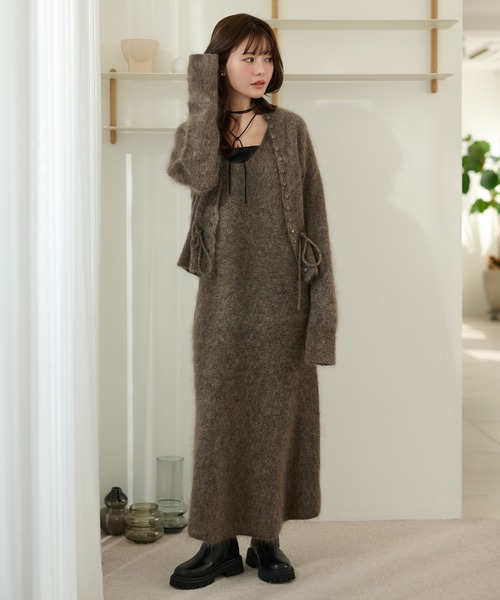 LAULEN(ローレン)の「mohair sleeveless long dress /モヘアノースリーブロングドレス(ワンピース・レディース・モカ/チャコールグレー・FREE)」の22枚目の写真