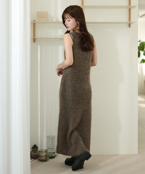 LAULEN(ローレン)の「mohair sleeveless long dress /モヘアノースリーブロングドレス(ワンピース・レディース・モカ/チャコールグレー・FREE)」の20枚目の写真