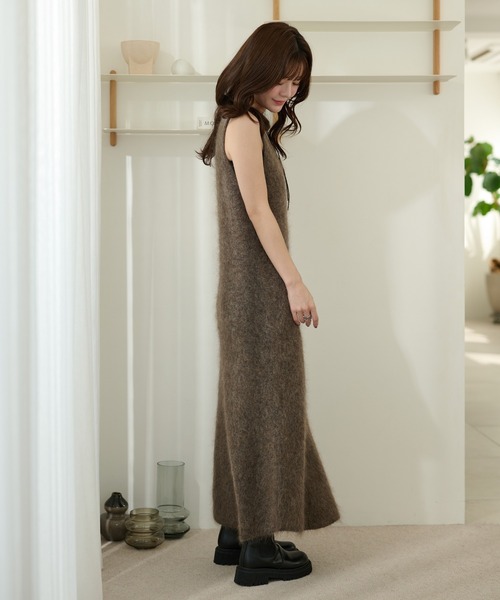 LAULEN(ローレン)の「mohair sleeveless long dress /モヘアノースリーブロングドレス(ワンピース・レディース・モカ/チャコールグレー・FREE)」の19枚目の写真