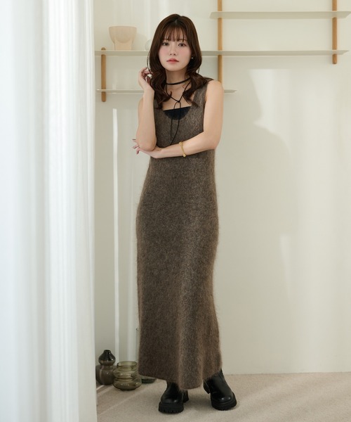 mohair sleeveless long dress /モヘアノースリーブロングドレス