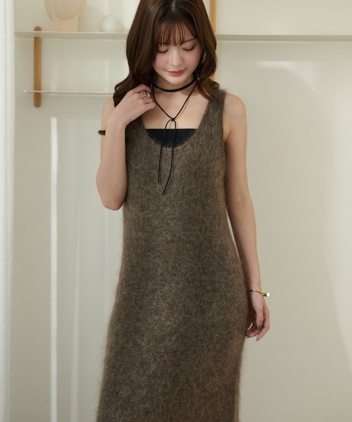 LAULEN(ローレン)の「mohair sleeveless long dress /モヘアノースリーブロングドレス(ワンピース・レディース・モカ/チャコールグレー・FREE)」の16枚目の写真