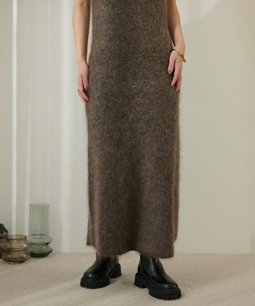 LAULEN(ローレン)の「mohair sleeveless long dress /モヘアノースリーブロングドレス(ワンピース・レディース・モカ/チャコールグレー・FREE)」の13枚目の写真