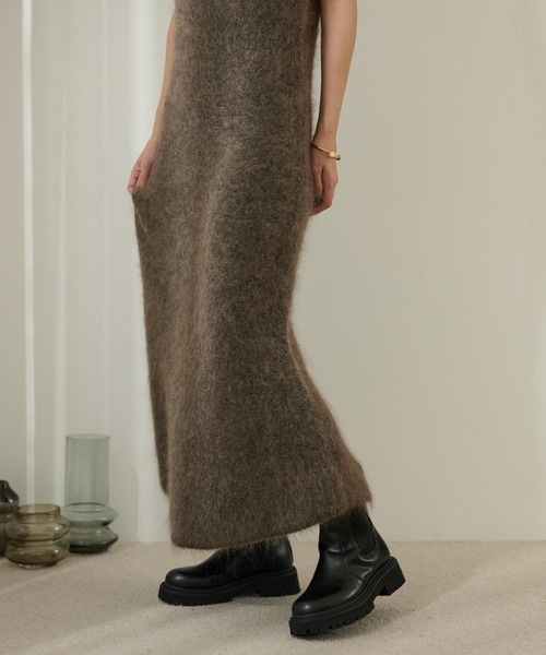 LAULEN(ローレン)の「mohair sleeveless long dress /モヘアノースリーブロングドレス(ワンピース・レディース・モカ/チャコールグレー・FREE)」の12枚目の写真