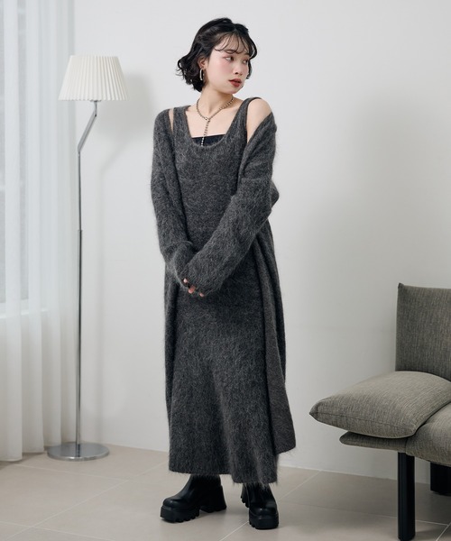 LAULEN(ローレン)の「mohair sleeveless long dress /モヘアノースリーブロングドレス(ワンピース・レディース・モカ/チャコールグレー・FREE)」の9枚目の写真