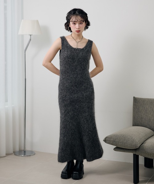 mohair sleeveless long dress /モヘアノースリーブロングドレス