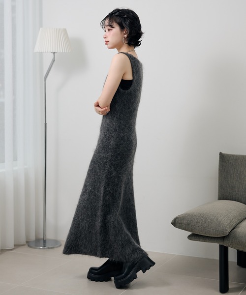 LAULEN(ローレン)の「mohair sleeveless long dress /モヘアノースリーブロングドレス(ワンピース・レディース・モカ/チャコールグレー・FREE)」の6枚目の写真
