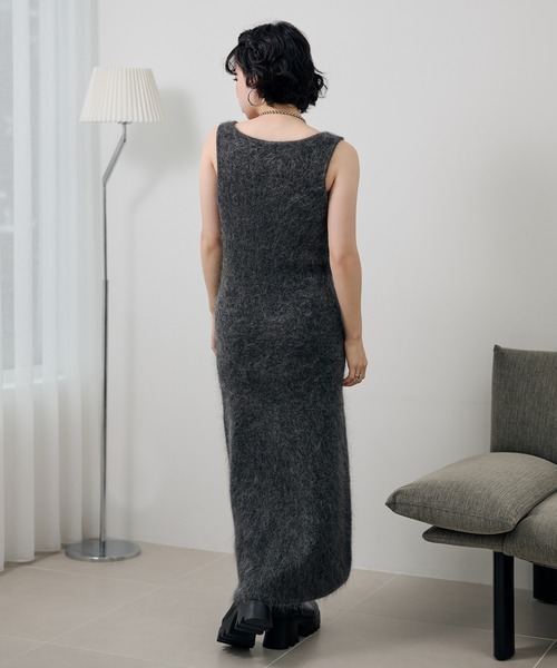 LAULEN(ローレン)の「mohair sleeveless long dress /モヘアノースリーブロングドレス(ワンピース・レディース・モカ/チャコールグレー・FREE)」の5枚目の写真