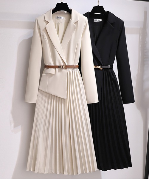 AMAJI(アマジ)の「アシメテーラードジャケットプリーツワンピース(ワンピース・レディース・アイボリー/ブラック・MEDIUM/LARGE)」の14枚目の写真