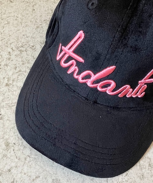 セール】スエードブラックキャップ/刺繍ロゴ/ユニセックス対応