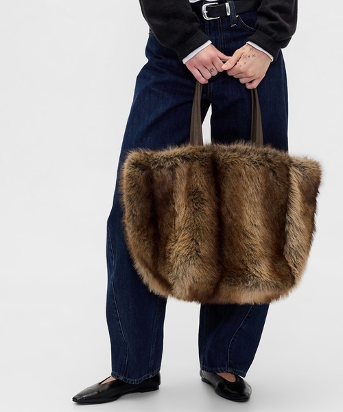 ファー素材 クマ顔トートバッグ くまのがっこう トートバッグ ファー