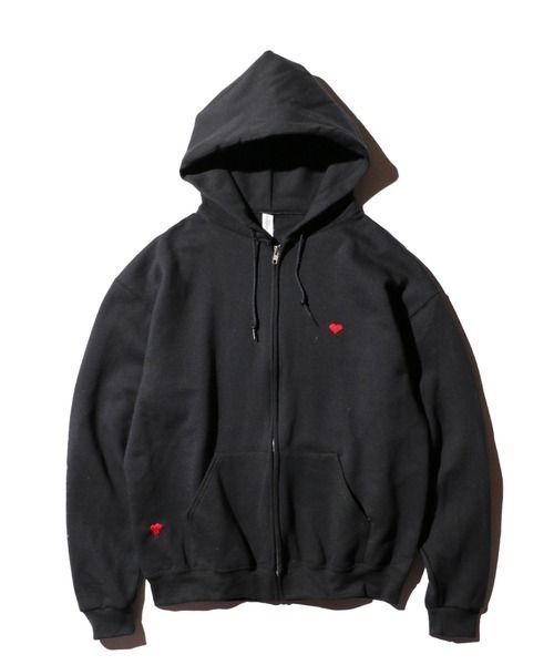 JERZEES（ジャージーズ）の「JERZEES / ジャージーズ 'HEART BALLON' ZIP UP HOODIE 刺繍 ワンポイント ジップアップパーカー（パーカー・メンズ・ブラック/グレー・MEDIUM/LARGE/X-LARGE）」の2枚目の写真