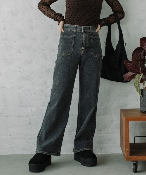 Flugge（フラッジー）の「フロントポケットストレッチデニムパンツ（デニムパンツ・レディース・ブルー/ブラック・MEDIUM/SMALL）」の2枚目の写真