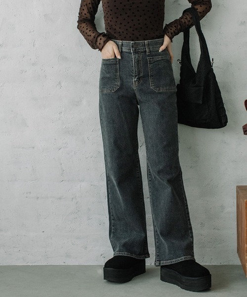 Flugge（フラッジー）の「フロントポケットストレッチデニムパンツ（デニムパンツ・レディース・ブルー/ブラック・MEDIUM/SMALL）」の9枚目の写真