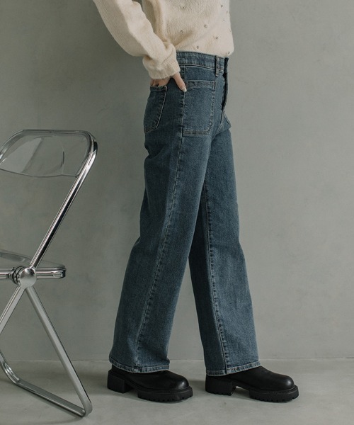 Flugge（フラッジー）の「フロントポケットストレッチデニムパンツ（デニムパンツ・レディース・ブルー/ブラック・MEDIUM/SMALL）」の16枚目の写真