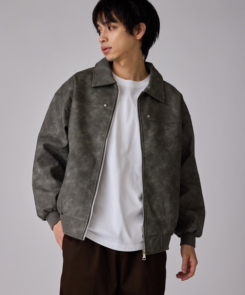 セール】リベット付き フェイクレザージャケット（ブルゾン）｜ALL