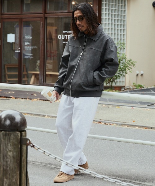 セール】リベット付き フェイクレザージャケット（ブルゾン）｜ALL