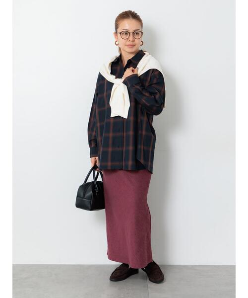 Lugnoncure(ルノンキュール)の「チェックオーバーシャツ(シャツ/ブラウス・レディース・オフホワイト/ネイビー・F)」の4枚目の写真
