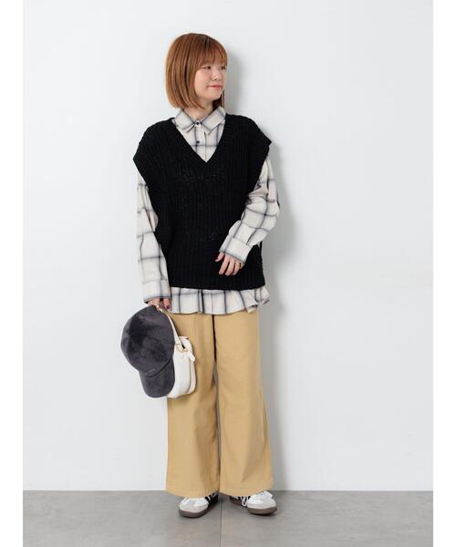 Lugnoncure(ルノンキュール)の「チェックオーバーシャツ(シャツ/ブラウス・レディース・オフホワイト/ネイビー・F)」の6枚目の写真