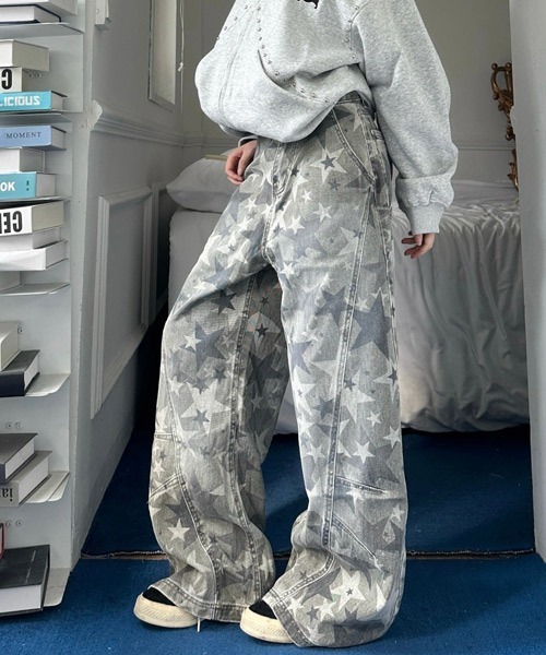 Ressaca(レサーカ)の「ワイドシルエットユーズド加工星柄デニムパンツ(デニムパンツ・レディース・グレー・L/M)」の18枚目の写真