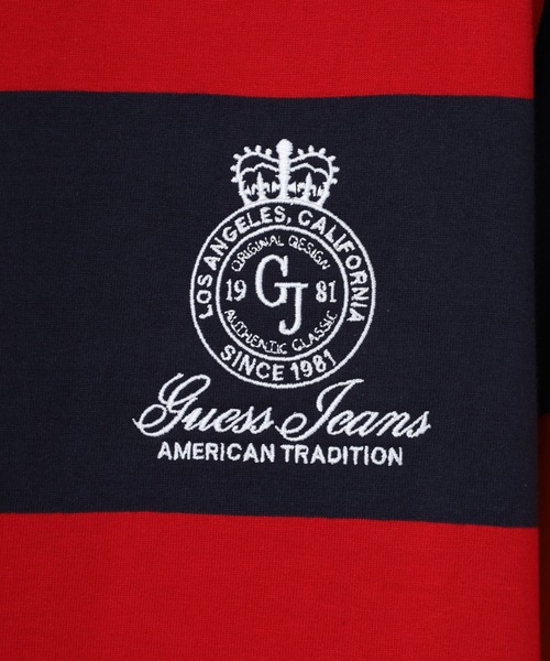 GUESS JEANS(ゲスジーンズ)の「GUESS JEANS GJ CN SS REG STRIPED WITH EMB ゲス ラガー半袖Tシャツ(Tシャツ/カットソー・メンズ・レッド/ブルー・S/XL/XXL/M/L)」の7枚目の写真
